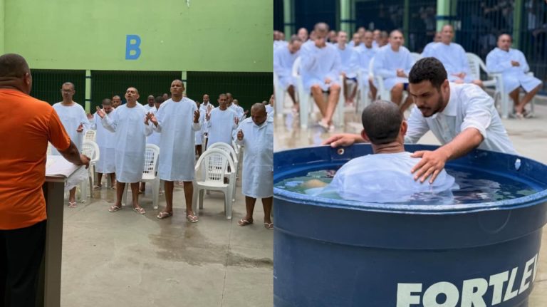 Presos louvam a Deus durante batismo em penitenciária do Piauí: “Liberdade em Cristo” presos-louvam-a-deus-durante-batismo-em-penitenciaria-do-piaui:-“liberdade-em-cristo”